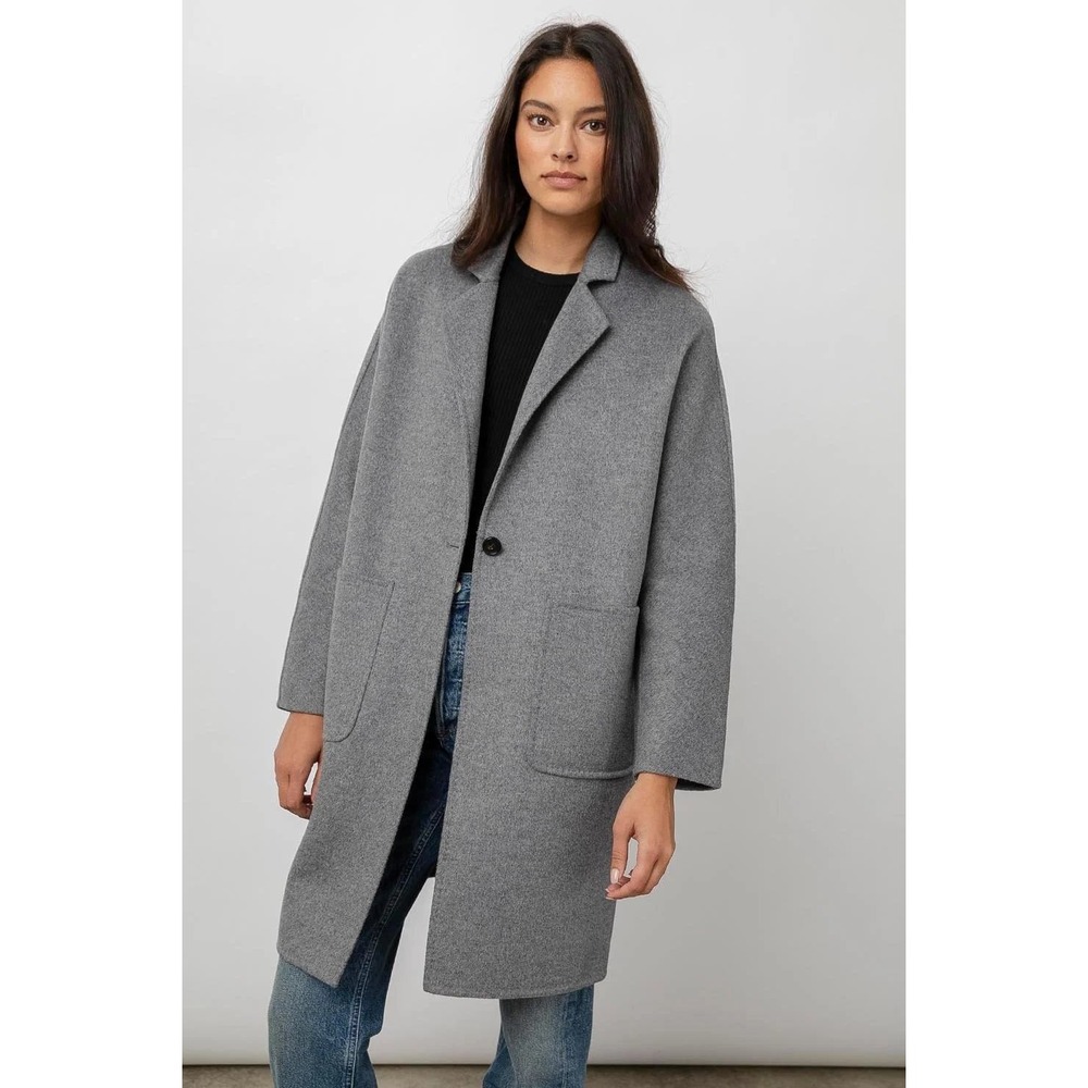 Rails Everest Grey Wool Blend Single Button Long Overcoat Oversized Quiet Luxury